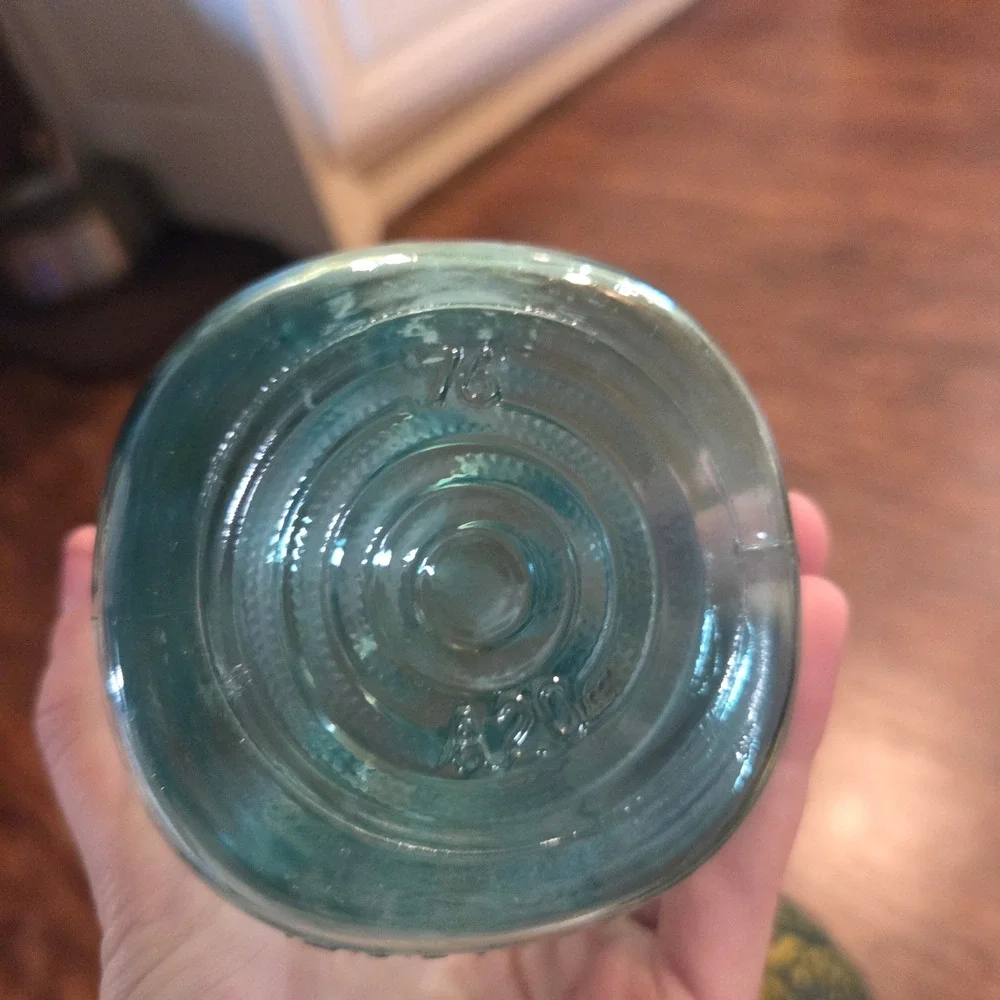 Ball Ideal Bicentennial Celebration Aqua Blue Glass Jar Wire Bail Lid 1776-1976